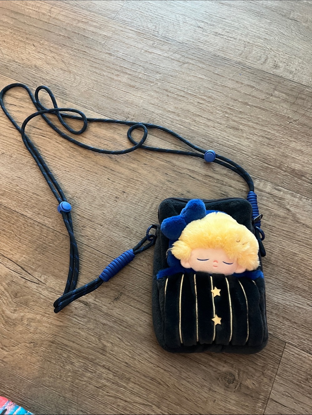 Kids Plush Crossbody Bag with Sleeping Doll - Blue